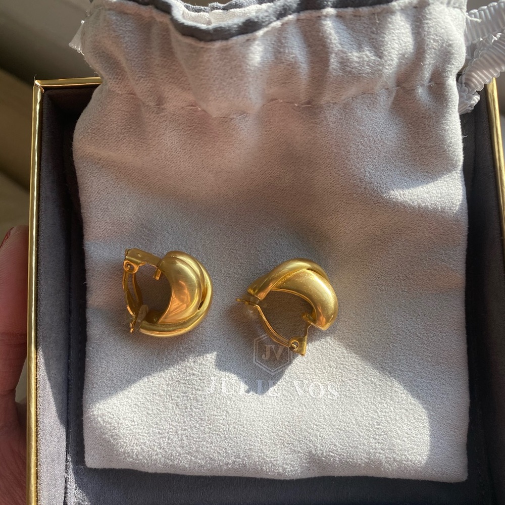 Julie Vos gold clip on earrings